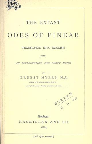 Cover for The extant odes.