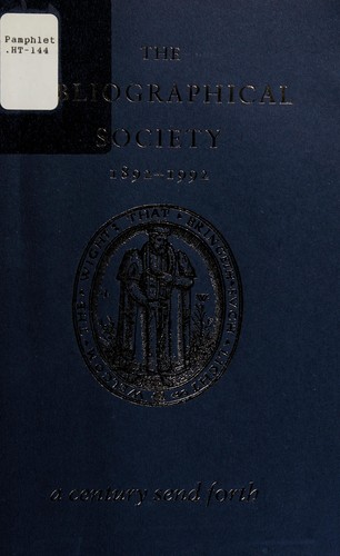 Cover for Bibliographical Society 1892-1992