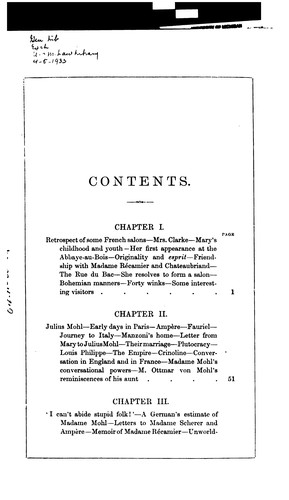 Cover for Madame Mohl: Her Salon and Her Friends: A Study of Social Life in Paris