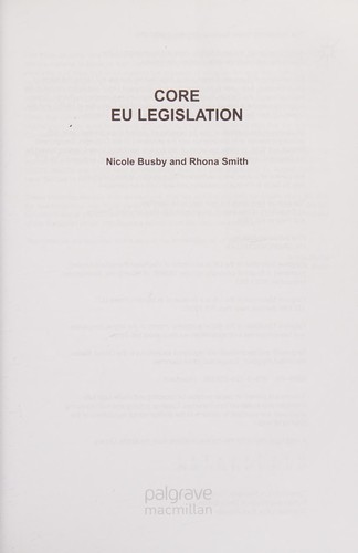 Cover for Core EU Legislation 2009-10
