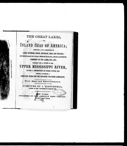 Cover for The Great Lakes, or, Inland seas of America