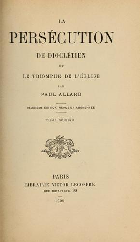Cover for La persécution de Dioclétien et le triomphe de l' église