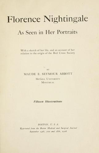 Cover for Florence Nightingale as seen in her portraits