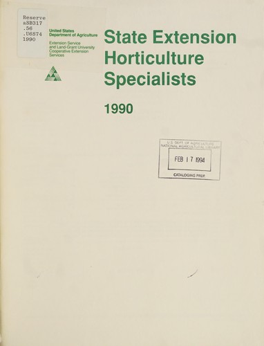 Cover for State extension horticulture specialists