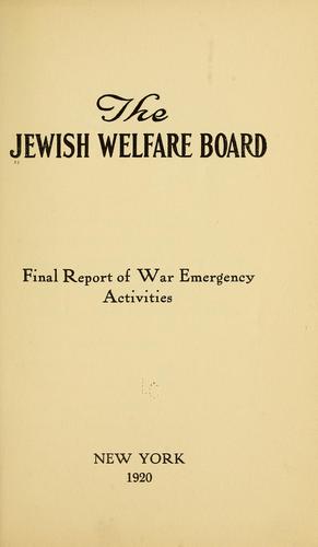 Cover for Final report of war emergency activities.