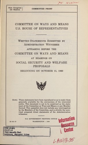Cover for Written statements submitted by administration witnesses