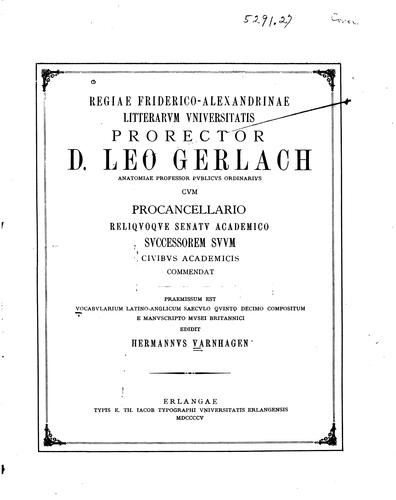 Cover for Vocabvlarium Latino-Anglicum saecvlo qvinto decimo compositum e manvscripto ...