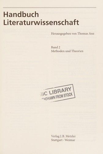 Cover for Handbuch Literaturwissenschaft