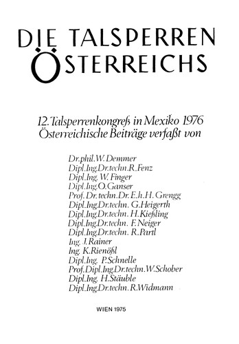 Cover for 12. Talsperrenkongreß in Mexiko 1976