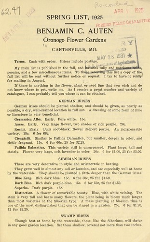 Cover for Spring list, 1925