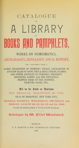 Cover for Catalogue of a library of books and pamphlets, works on numismatics, archaeology, genealogy, local history ...