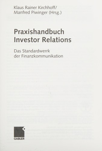 Cover for Praxishandbuch investor relations