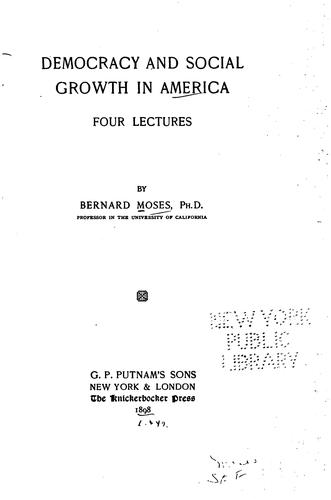 Cover for Democracy and Social Growth in America: Four Lectures