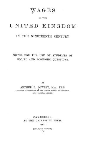 Cover for Wages in the United Kingdom in the nineteenth century