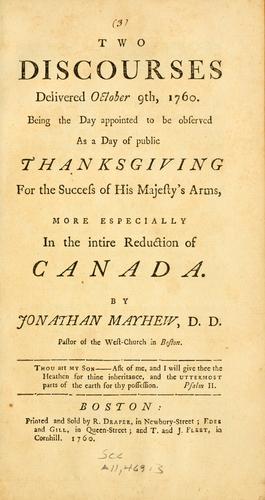 Cover for Two discourses delivered October 9th, 1760