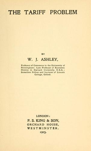 Cover for The tariff problem