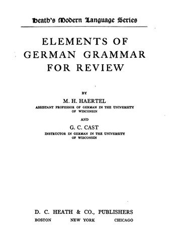 Cover for Elements of German grammar for review