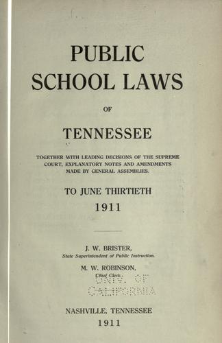 Cover for Public school laws of Tennessee ...