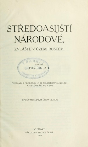Cover for Středoasijští národové, zvláště v území ruském