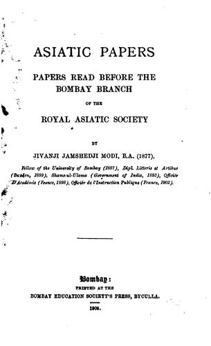 Cover for Asiatic papers