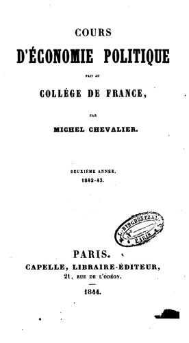 Cover for Cours d'économie politique fait au Collège de France.