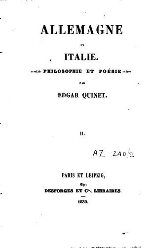 Cover for Allemagne et Italie: philosophie et poésie