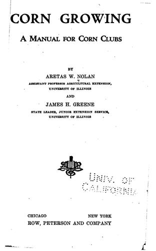Cover for Corn Growing: A Manual for Corn Clubs