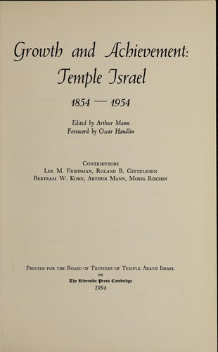 Cover for Growth and achievement