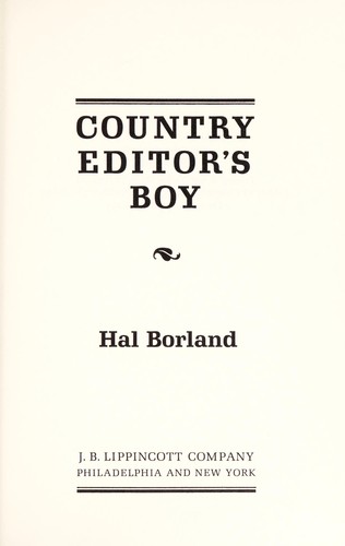 Cover for Country editor's boy