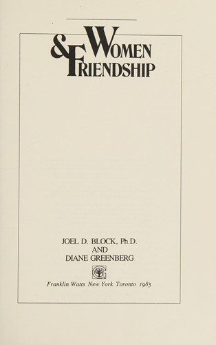 Cover for Women & friendship