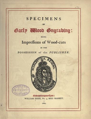 Cover for Specimens of early wood engraving
