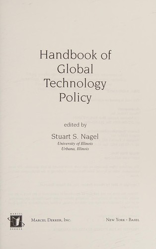 Cover for Handbook of global technology policy