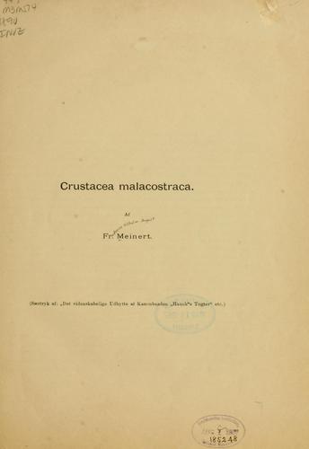 Cover for Crustacea Malacostraca, ...