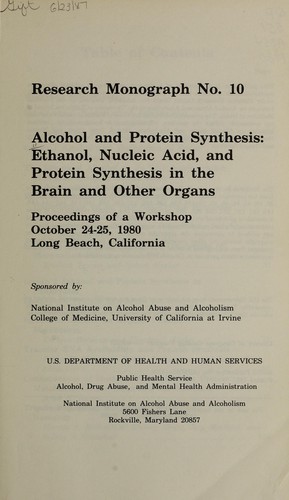 Cover for Alcohol and protein synthesis