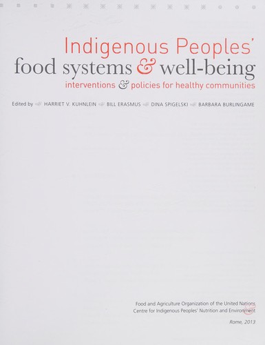 Cover for Indigenous peoples' food systems & well-being