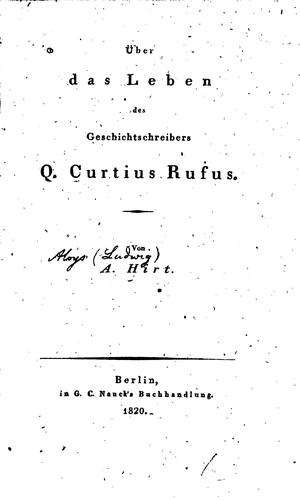 Cover for Über das Leben des Geschichtschreibers Q. Curtius Rufus