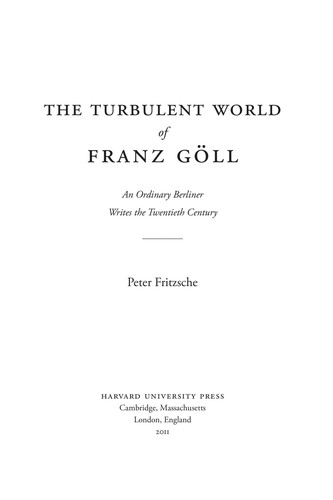 Cover for The turbulent world of Franz Göll