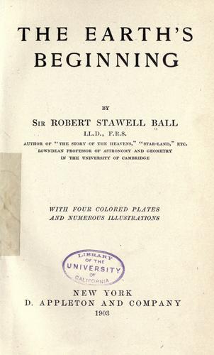 Cover for The earth's beginning