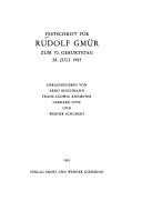 Cover for Festschrift für Rudolf Gmür zum 70. Geburtstag, 28. Juli 1983
