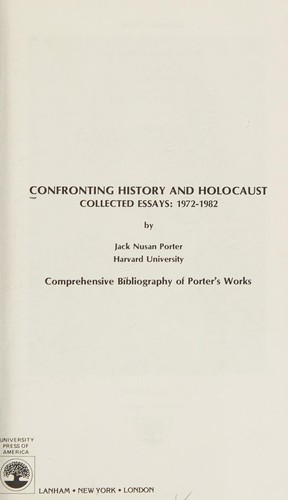 Cover for Confronting history and Holocaust