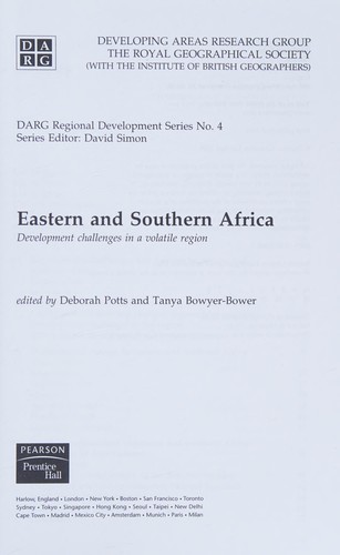 Cover for EASTERN AND SOUTHERN AFRICA: DEVELOPMENT CHALLENGES IN A VOLATILE REGION; ED. BY DEBORAH POTTS.