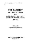 Cover for The earliest printed laws of North Carolina, 1669-1751.