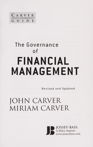 Cover for The governance of financial management