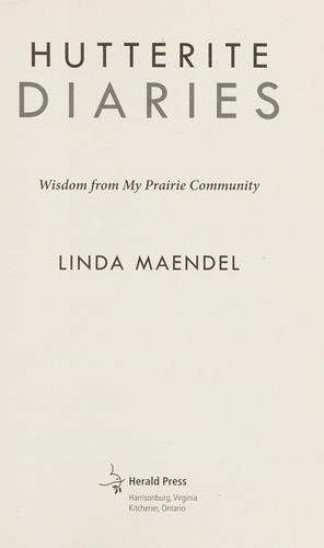 Cover for Hutterite diaries