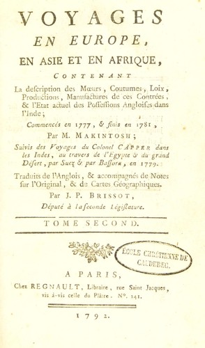 Cover for Voyages en Europe, en Asie et en Afrique ... commenc©♭s en 1777, et finis en 1781