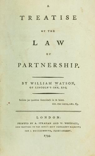 Cover for Treatise of the law of partnership.