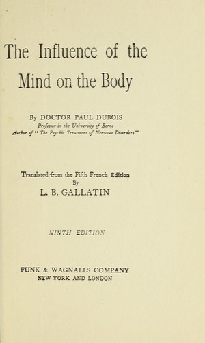 Cover for The influence of the mind on the body