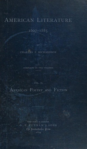 Cover for American literature 1607-1885