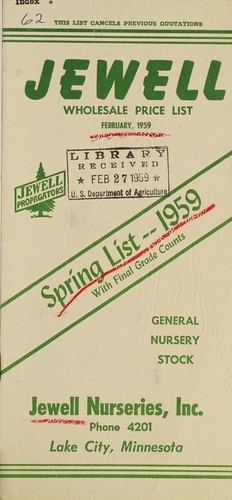 Cover for Jewell wholesale price list