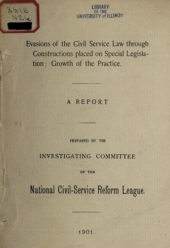 Cover for Evasions of the Civil Service Law through constructions placed on special legislation